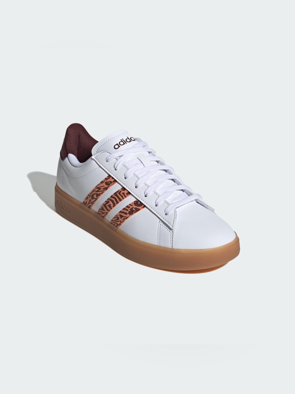 Adidas Grand Court 2.0 Womens White Leopard Print Gum Sole Sneakers IH7763 8.5